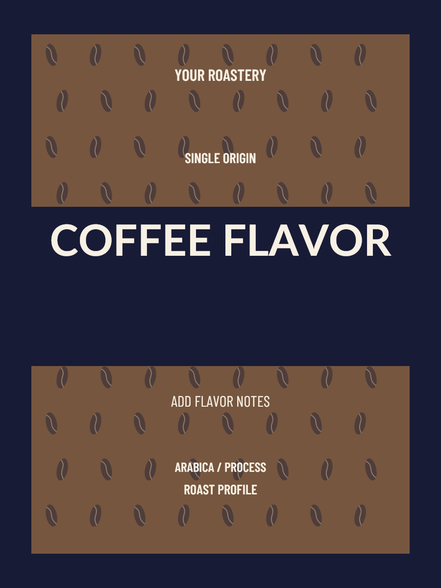 Coffee Bean Pattern Label layout with sample coffee details
