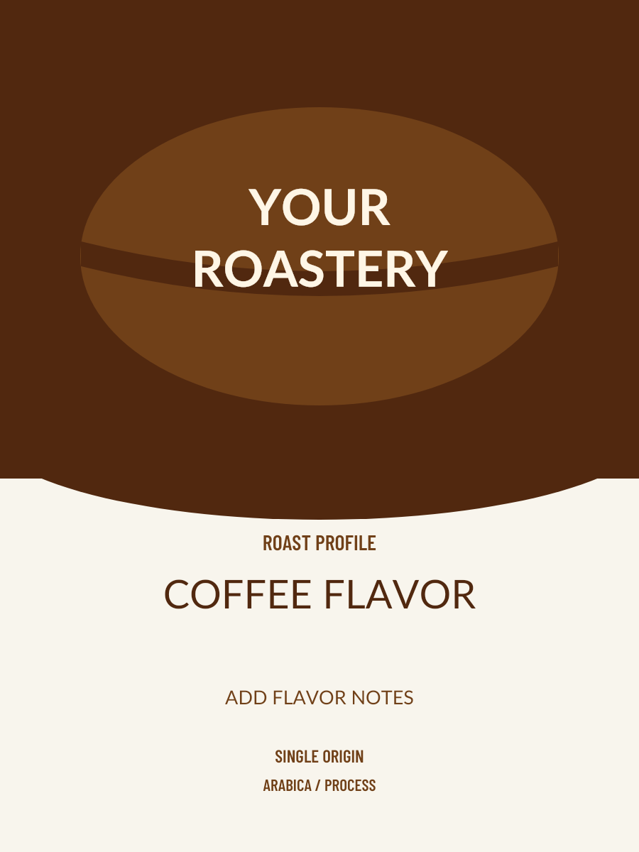 Coffee Bean Emblem Label layout with sample coffee details