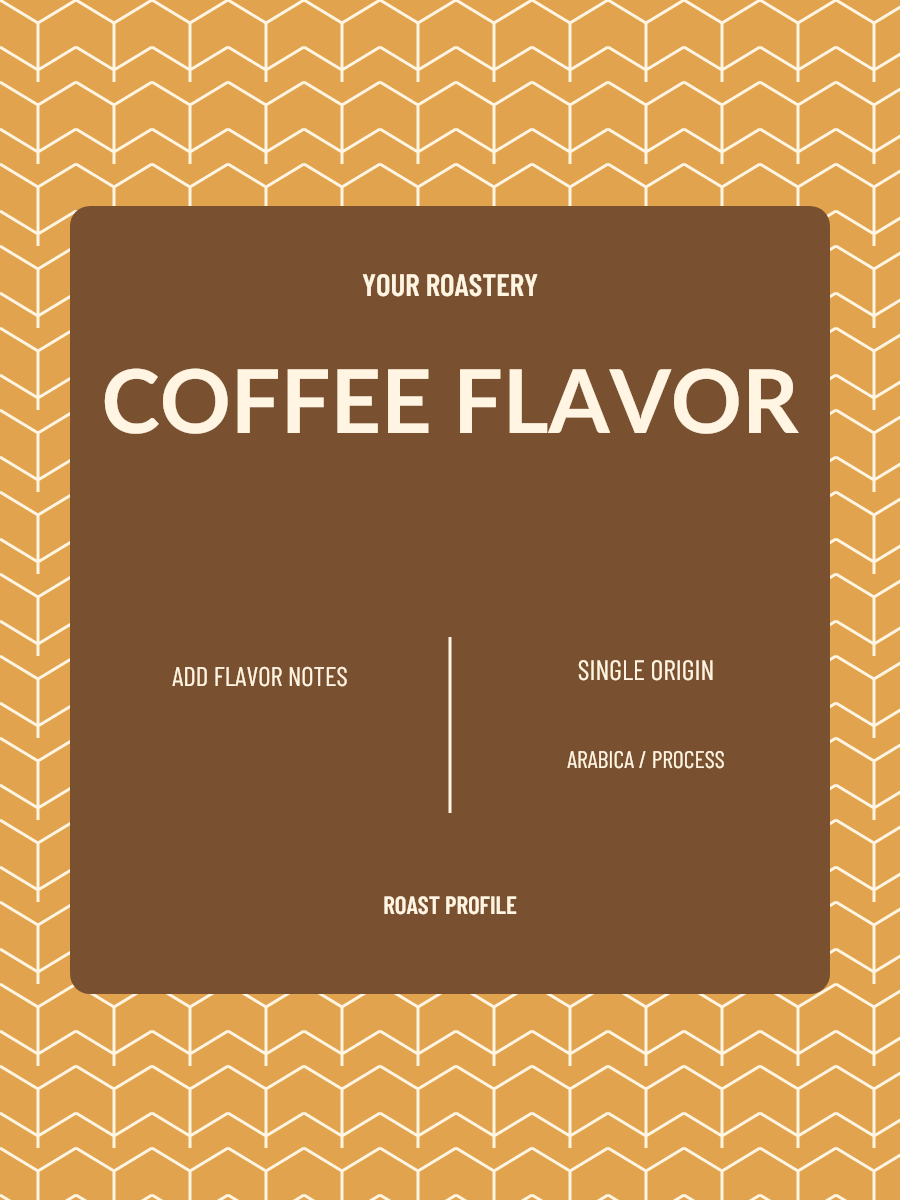 Modern Geometric Coffee Label layout with sample coffee details