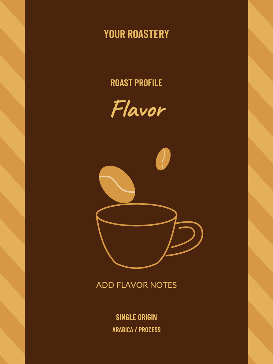 Handwritten Coffee Cup Label in Orange layout with sample coffee details