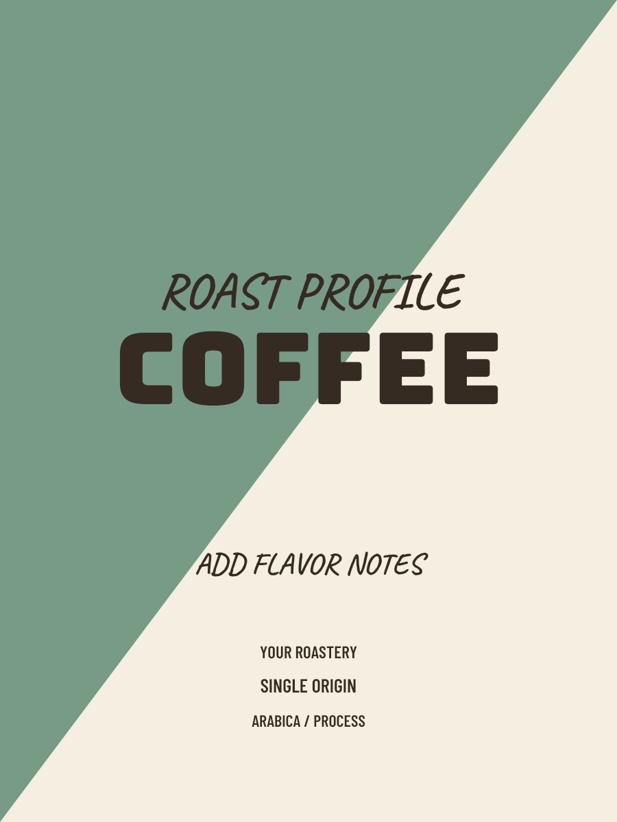 Green Two Tone Coffee Label layout with sample coffee details